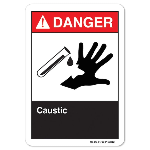 ANSI Danger, 10" Height, 14" Width, Aluminum, 14" W, 10" H, Landscape, Caustic, Caustic